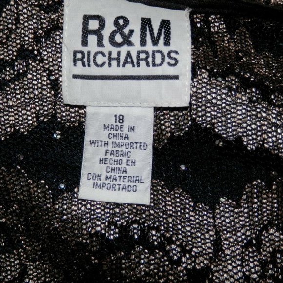 R&M Richards Womens Jacket 18 1X Metallic Gold Black Rhinestone Wedding D323 - Picture 4 of 4